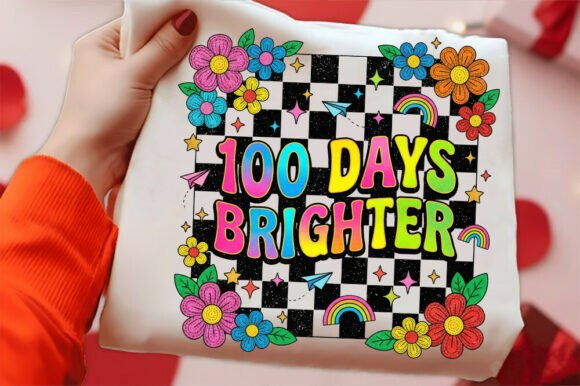 100 Days of School Bright PNG Graphic