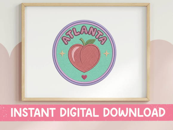 Atlanta Peach Retro Badge Print
