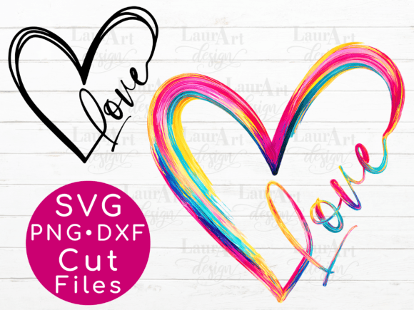 Brushstroke Valentine’s Day Heart LOVE Graphics for T-Shirt Designs