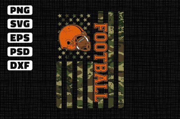 Camo USA Flag Football Helmet Ball Graphics