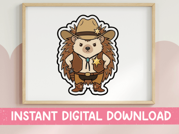 Cowboy Hedgehog Sheriff Badge Graphics