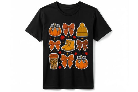 Cozy Fall Bows Pumpkin T-Shirt Graphics