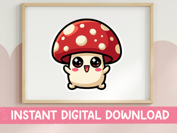 Cute Kawaii Mushroom Character Graphics