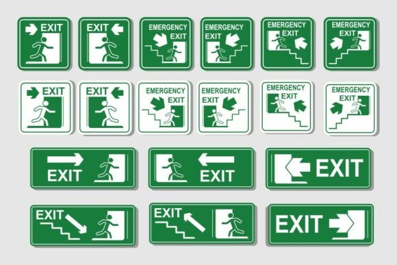 Emergency Exit Sign Elements Collection