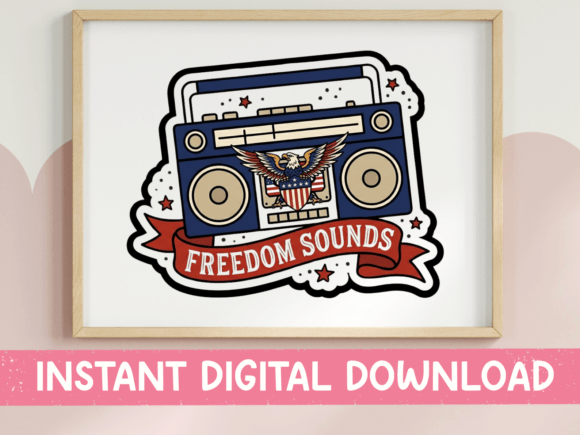 Freedom Sounds Eagle Boombox Banner Graphics