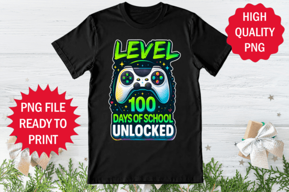 Level 100 Day of School Shirt Design PNG