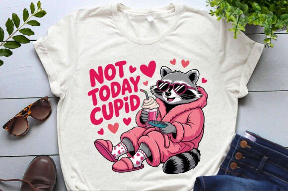 Not Today Cupid Raccoon Anti Valentine’s Graphics and Illustrations