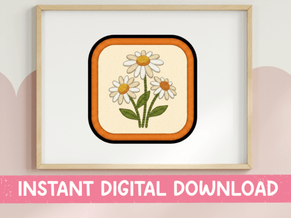 Retro Daisy Bouquet App Icon Design Graphics