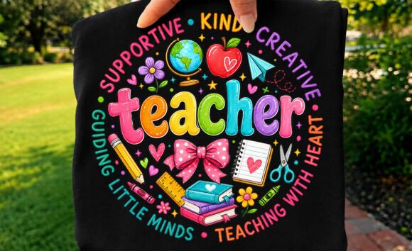 Supportive Kind Creative Teacher Tee PNG