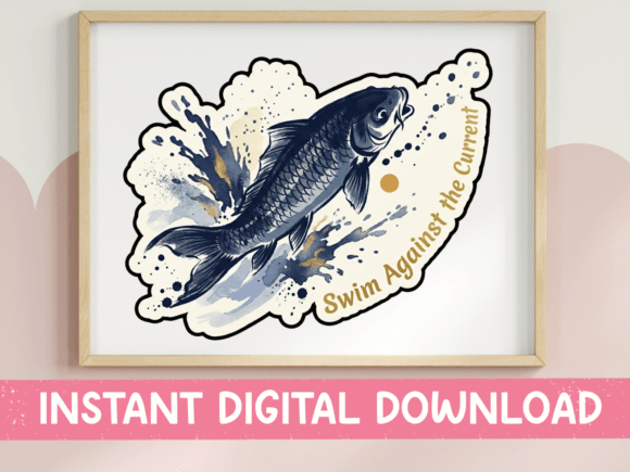 Swim Against the Current Navy Koi Graphics