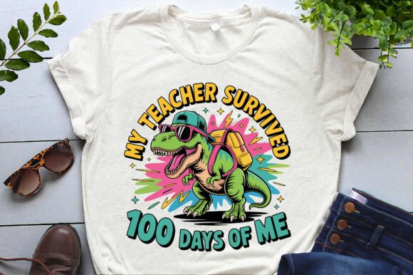 Teacher 100 Days of School Funny Dino Graphics